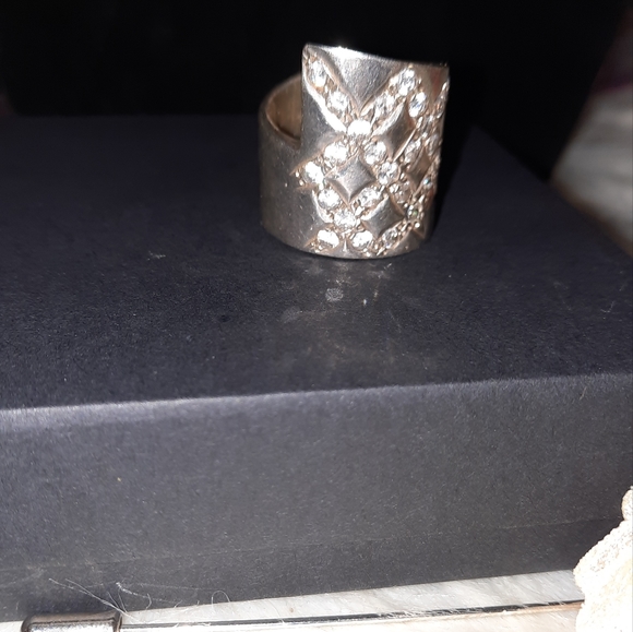 Solid 925 ring cz bypass cigar band ring stamped 925 sterling silver - Picture 4 of 14